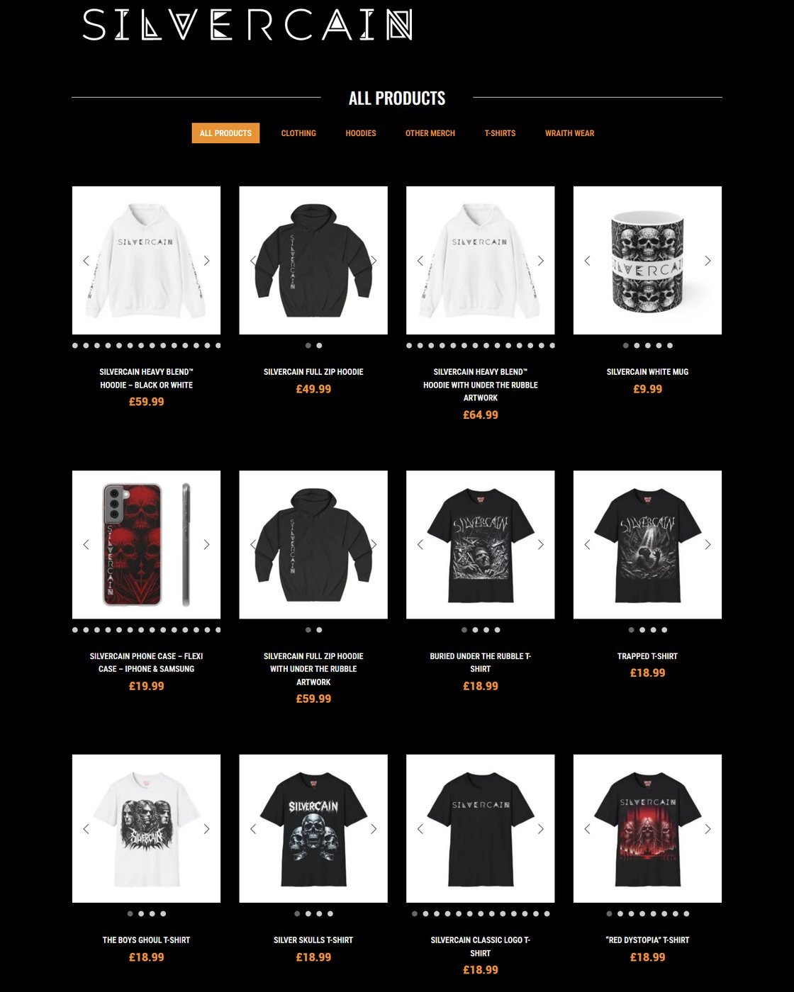 Silvercain merchandise designs